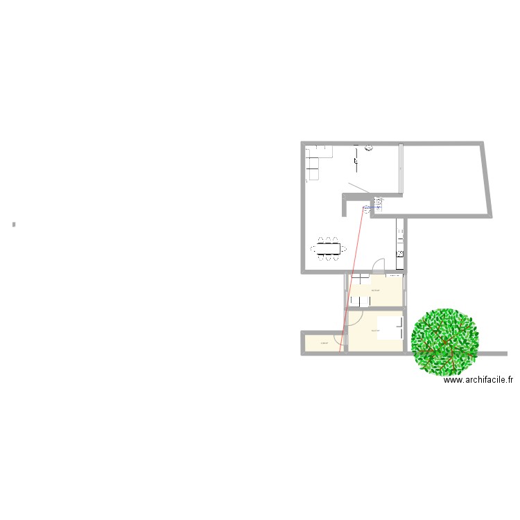 etage. Plan de 3 pièces et 28 m2