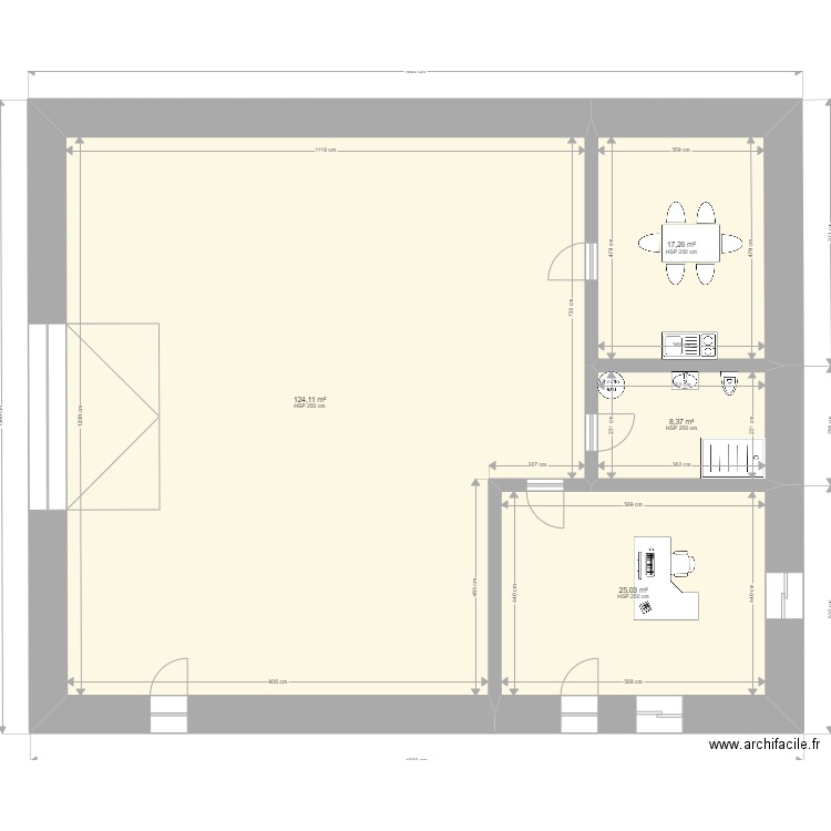 Dépôt. Plan de 4 pièces et 175 m2