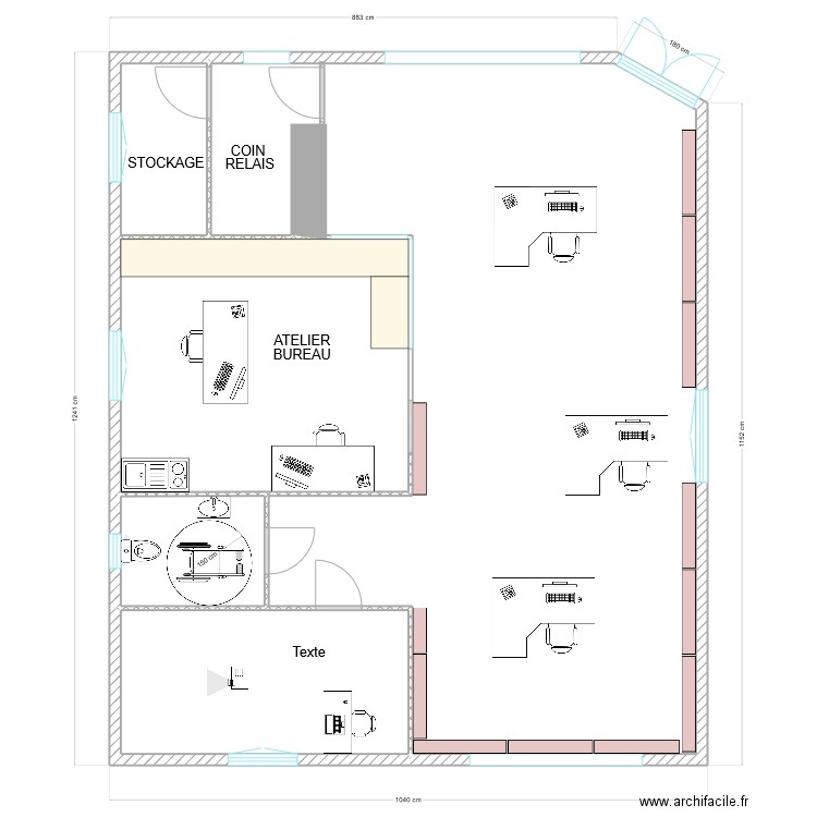 commerce bourg. Plan de 4 pièces et 116 m2