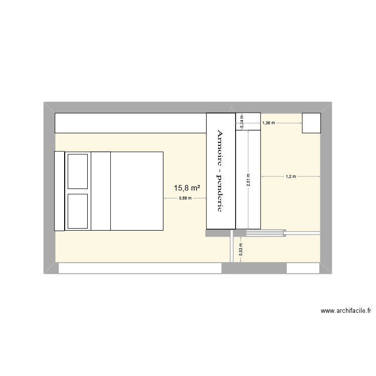 mezza 2025 D. Plan de 1 pièce et 16 m2