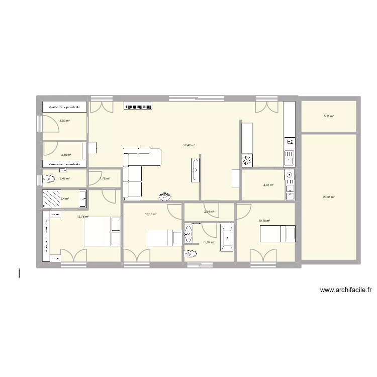 Maison Fauvette ok. Plan de 14 pièces et 138 m² Maison Fauvette ok. Plan de 14 pièces et 138 m²