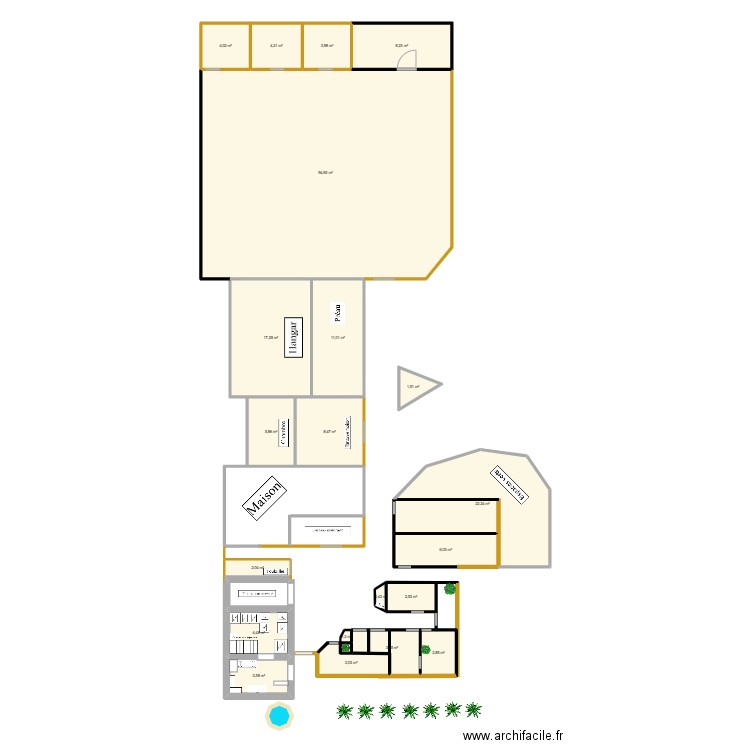 Plan de l'entreprise. Plan de 22 pièces et 211 m2