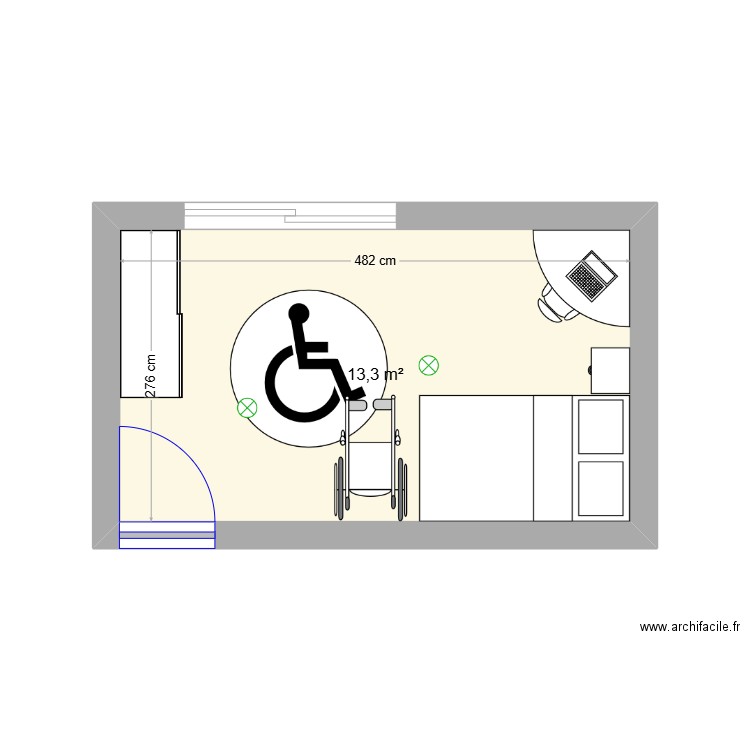 Cambre de Léa. Plan de 1 pièce et 13 m2