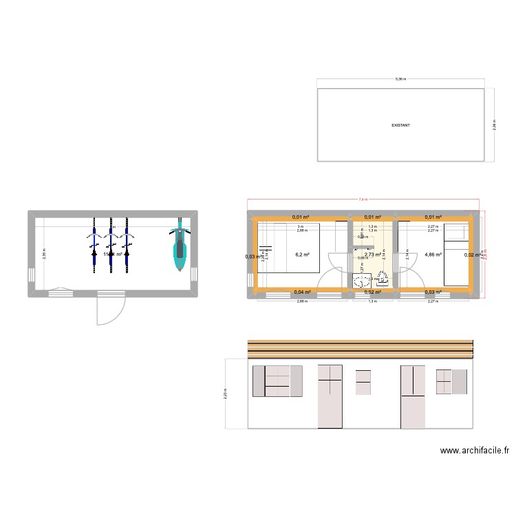 chambres yeu 20 07 25 (4). Plan de 12 pièces et 26 m2