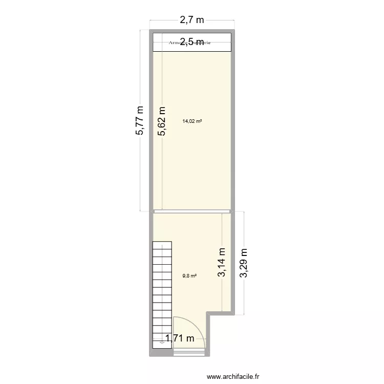 RDC. Plan de 2  et 24 m²