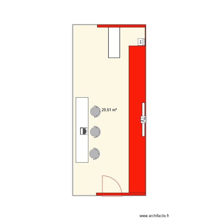 salon Workspace 2024. Plan de 1 pièce et 21 m2