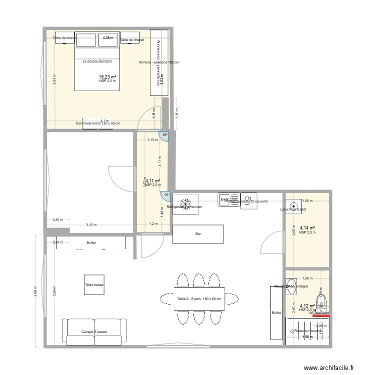 ST GEORGES. Plan de 4 pièces et 28 m2