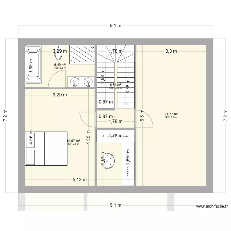 maisons Laffite plan dernier &eacute;tage. Plan de 7  et 107 m²