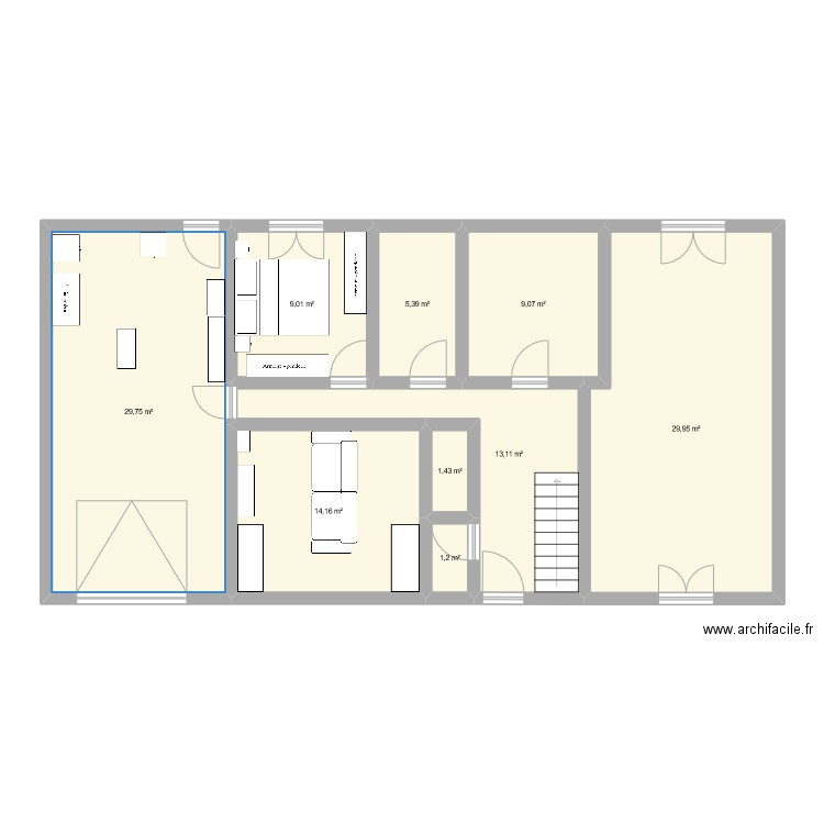 Notre maison. Plan de 9 pièces et 113 m2