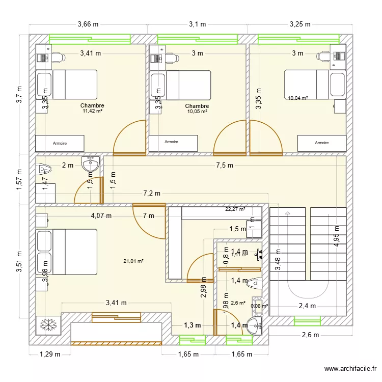 1 étage. Plan de 8 Pièces et 79 m² 1 étage. Plan de 8 Pièces et 79 m²