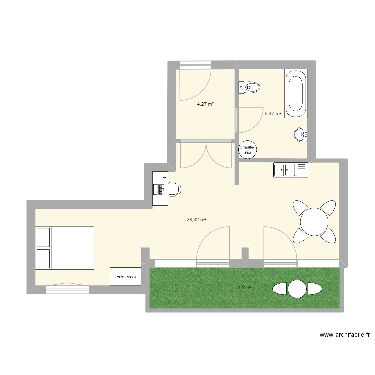 studio 40m2. Plan de 0 pièce et 0 m2