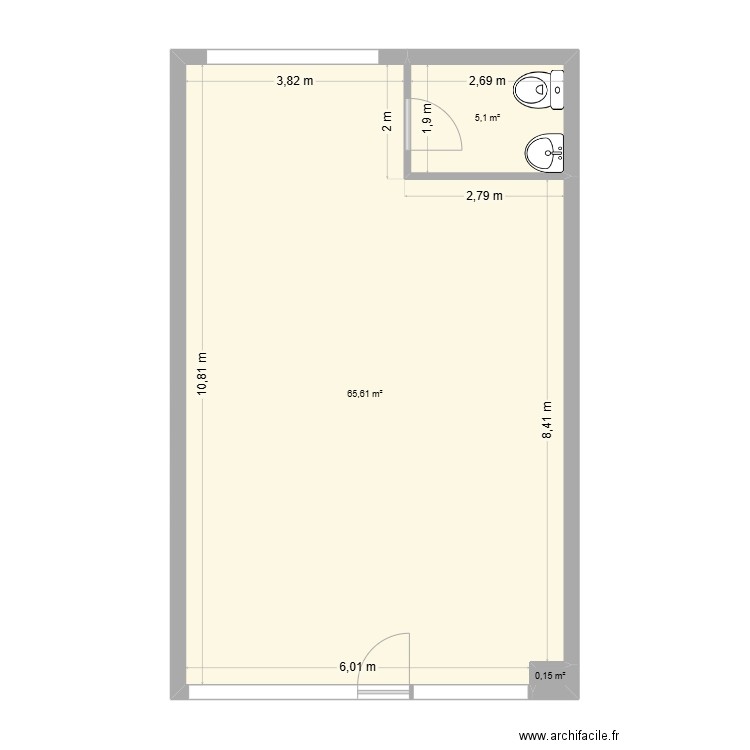Plan CREA BROD. Plan de 3 pièces et 71 m2