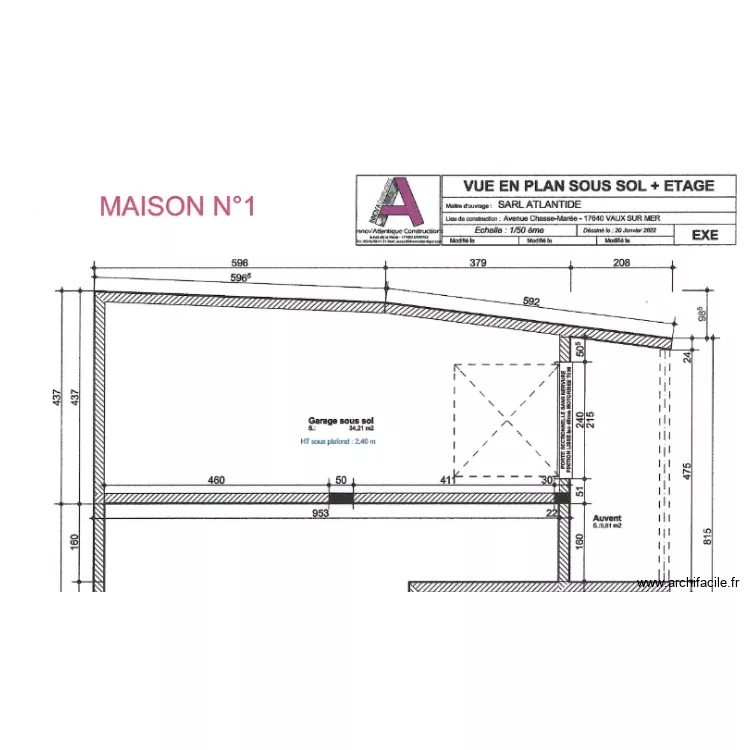Sous-sol Vaux. Plan de 