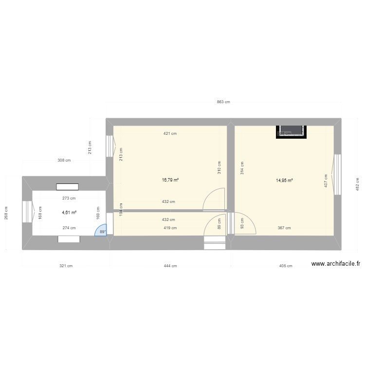 max 3 - NUE . Plan de 3 pièces et 36 m2