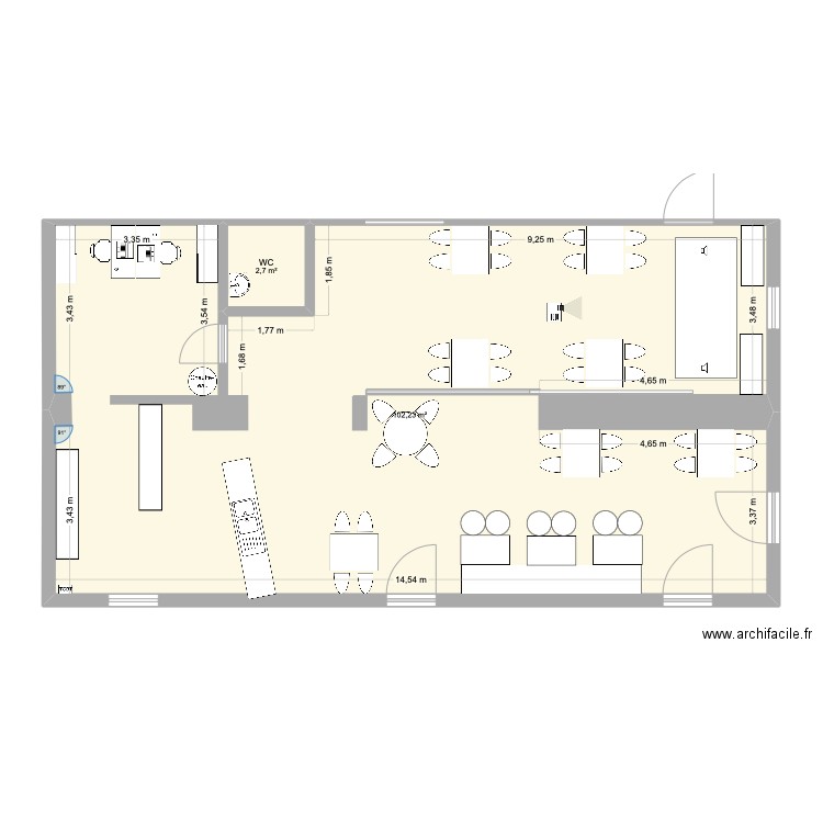 Buanderie V2 Amenagement. Plan de 2 pièces et 105 m2