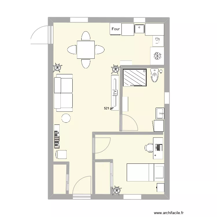 Agrandissement 20x30. Plan de 1 pièce et 48 m²