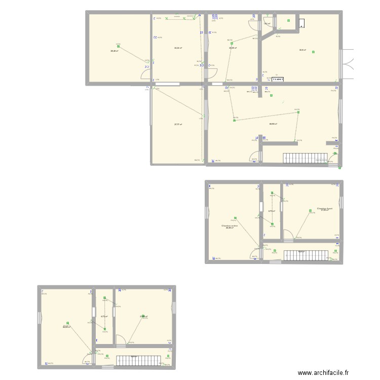 Beer - 1ér etage. Plan de 15 pièces et 334 m2