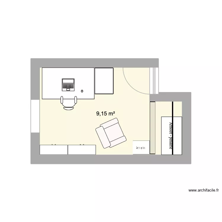 bureau. Plan de 1  et 9 m²