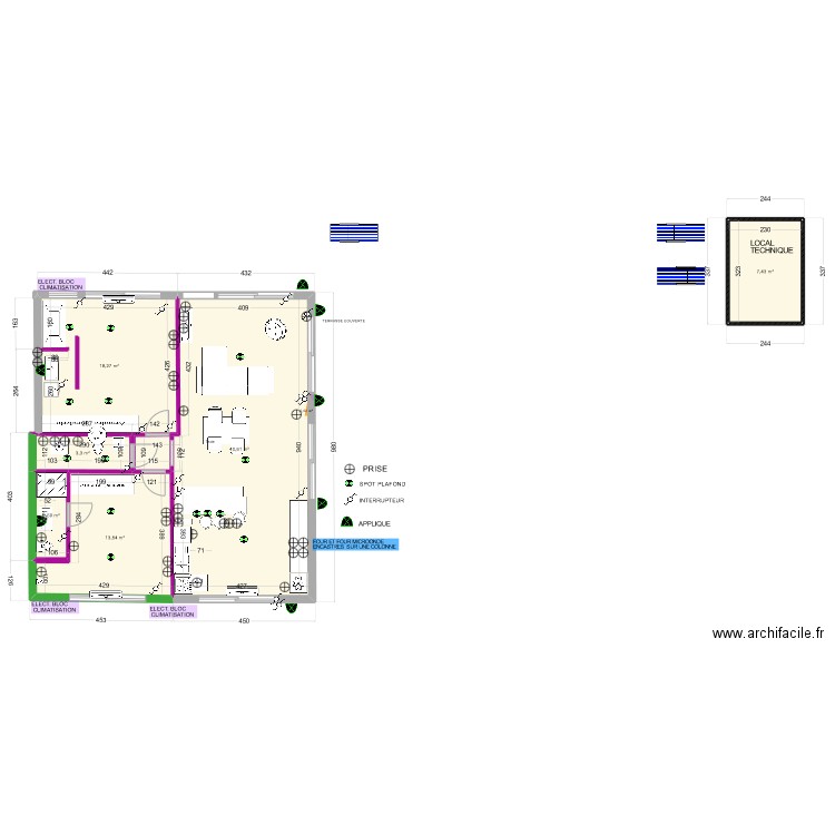 DEVOIS LOT B  MESURES elect. Plan de 6 pièces et 86 m2
