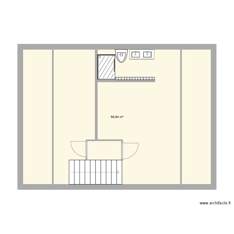 Pré du Chapitre. Plan de 1 pièce et 60 m2