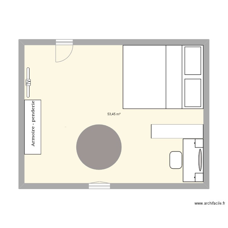 chambre manon. Plan de 1 pièce et 53 m2