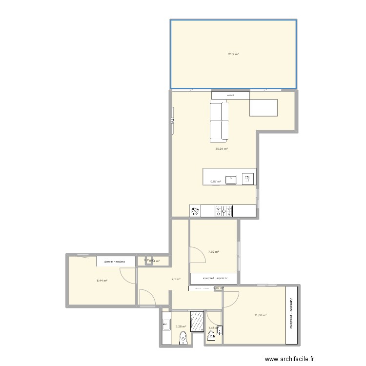 test3. Plan de 12 pièces et 95 m2
