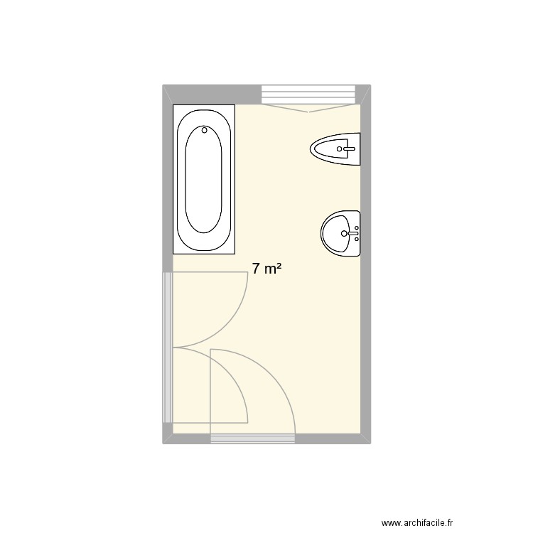 salle de bain actuelle. Plan de 1 pièce et 7 m2