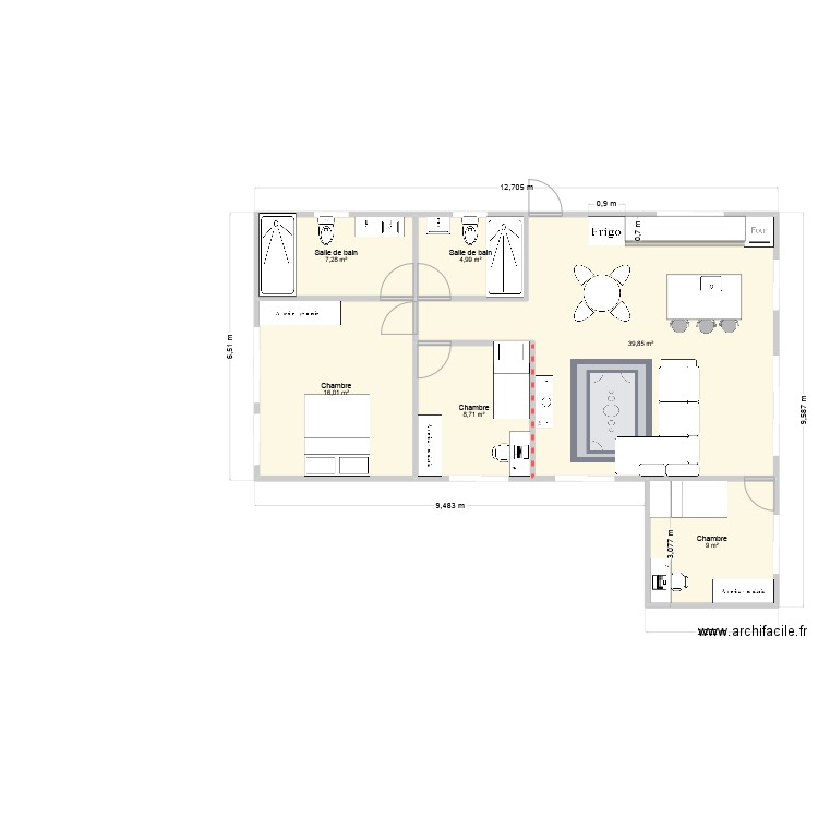 Plan définitif. Plan de 6 pièces et 86 m2