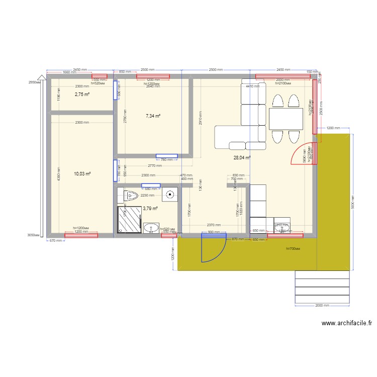 Наталья Пушкино. Plan de 6 pièces et 62 m2