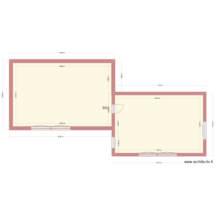 Mahmut. Plan de 1 pièce et 93 m2