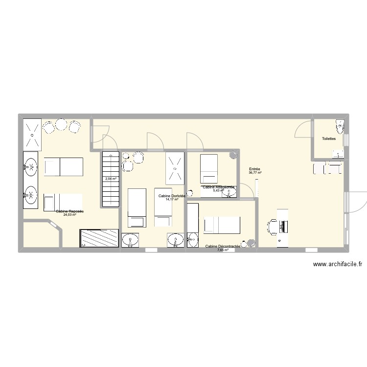 institut . Plan de 7 pièces et 93 m2