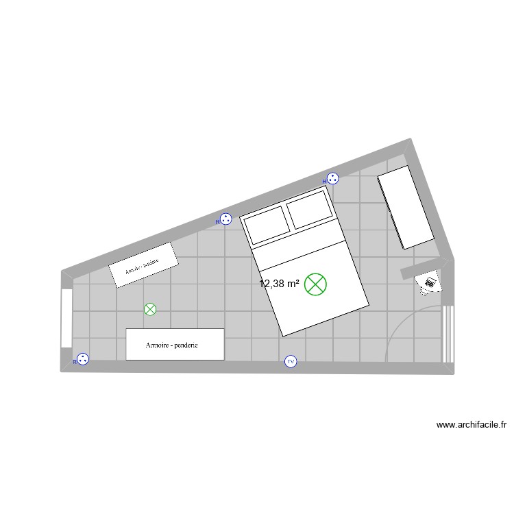 machon. Plan de 1 pièce et 12 m2