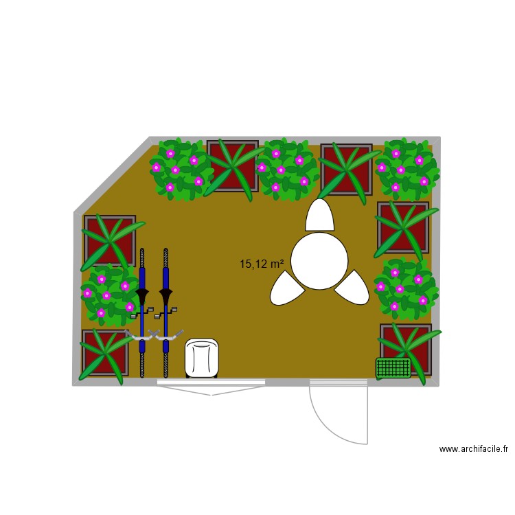Terrasse Cande. Plan de 1 pièce et 15 m2