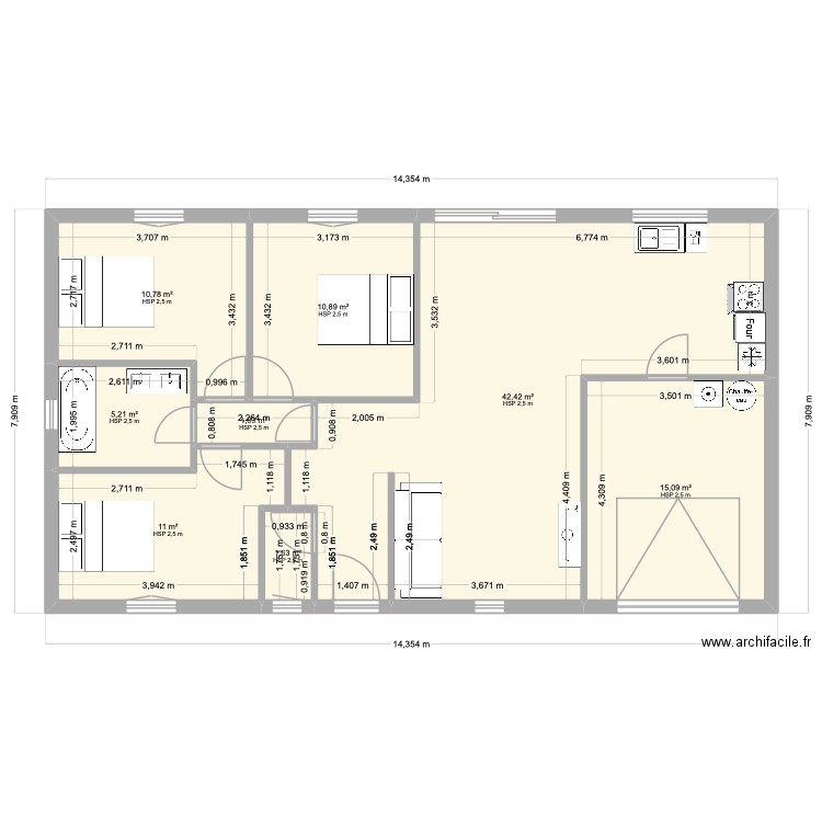 Maison Joris et Mélanie. Plan de 8 pièces et 99 m2