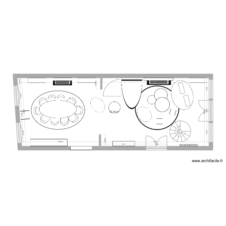 TELLIERS SALON SAM. Plan de 1  et 57 m²