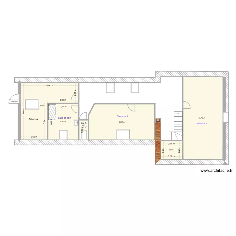 Plan projet Mauduit. Plan de 6 Pièces et 88 m²