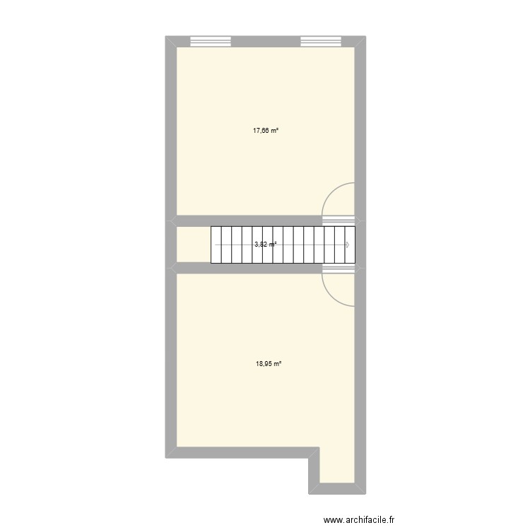 St Hubert 2ème étage. Plan de 3 pièces et 40 m2