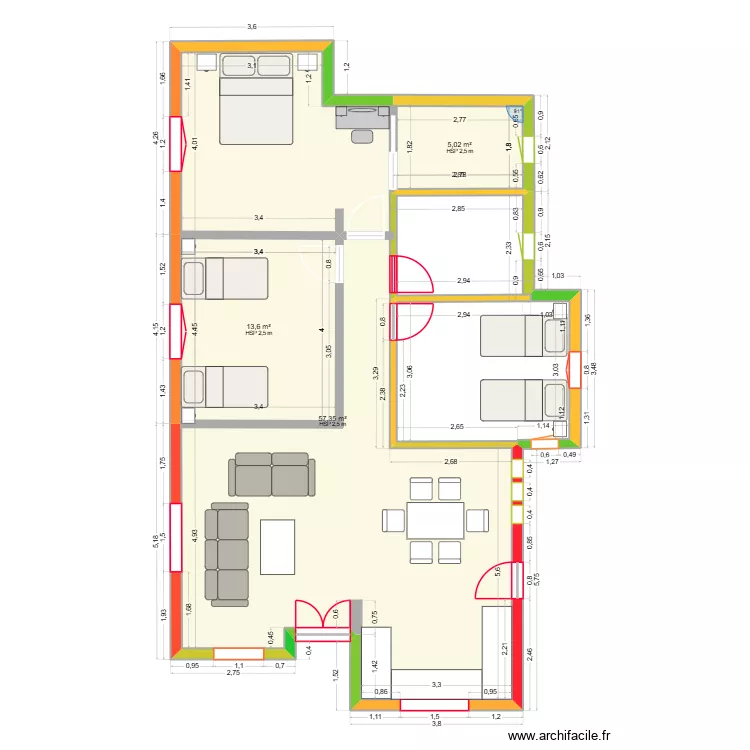 plan A. Plan de 3 Pièces et 76 m²