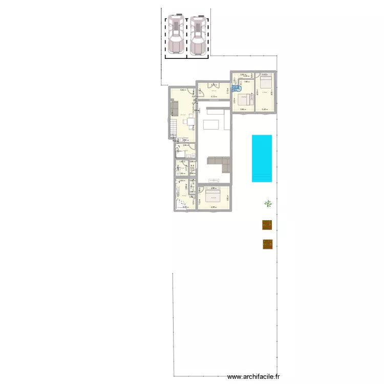 extension 2. Plan de 11  et 89 m²