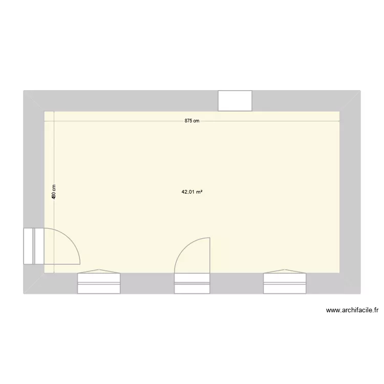 Devant brut. Plan de 1  et 42 m²