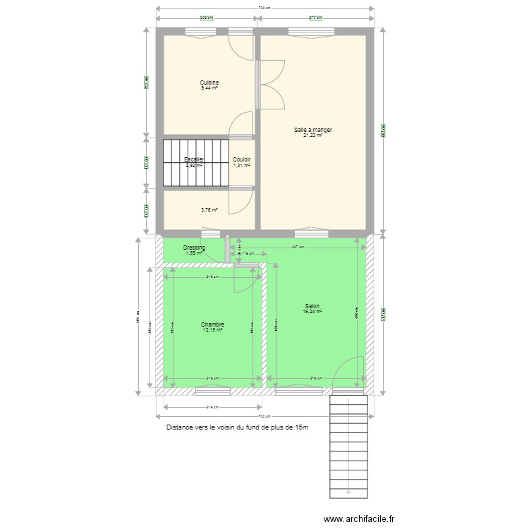 Rdc novo . Plan de 8 pièces et 69 m2