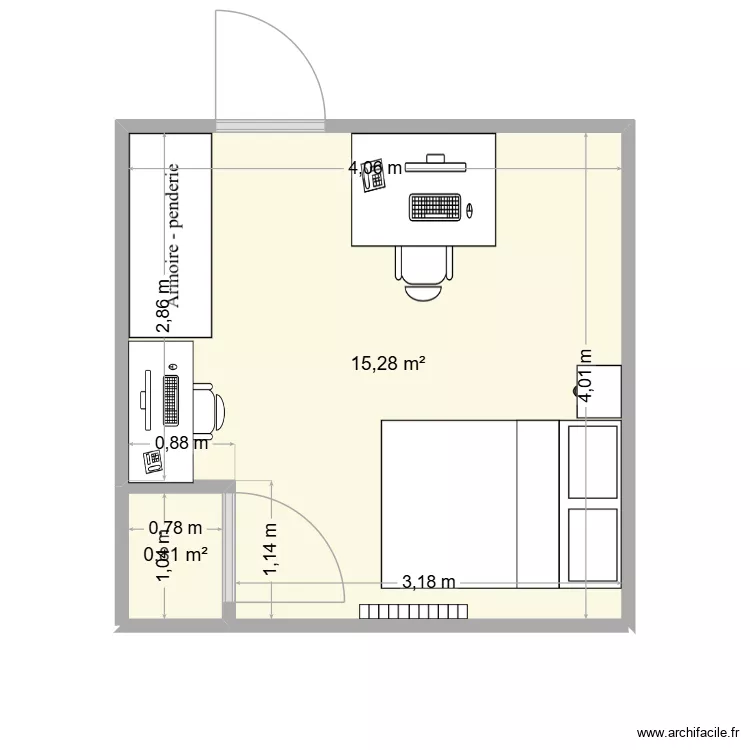 Plan Tom 1. Plan de 2  et 16 m²