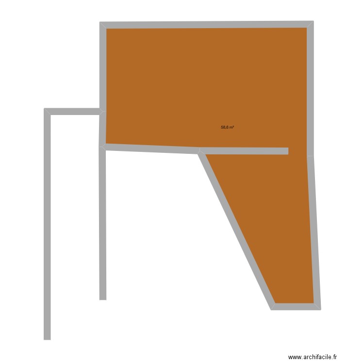 caca. Plan de 1 pièce et 59 m2