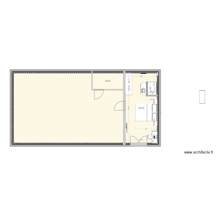 suite parentale. Plan de 6 pièces et 82 m2