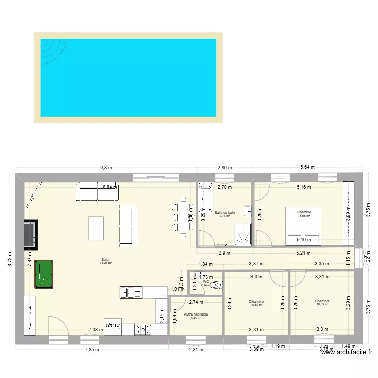 maison long&egrave;re 1. Plan de 
