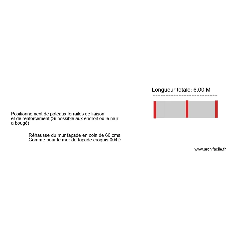 Mur fa&ccedil;ade en coin 37 Rigault de Genouilly 005B. Plan de 