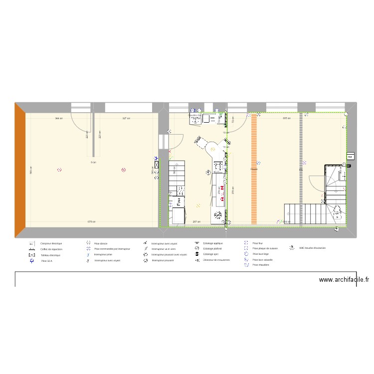 République RC distribution électrique 2023.11.14. Plan de 2 pièces et 91 m2