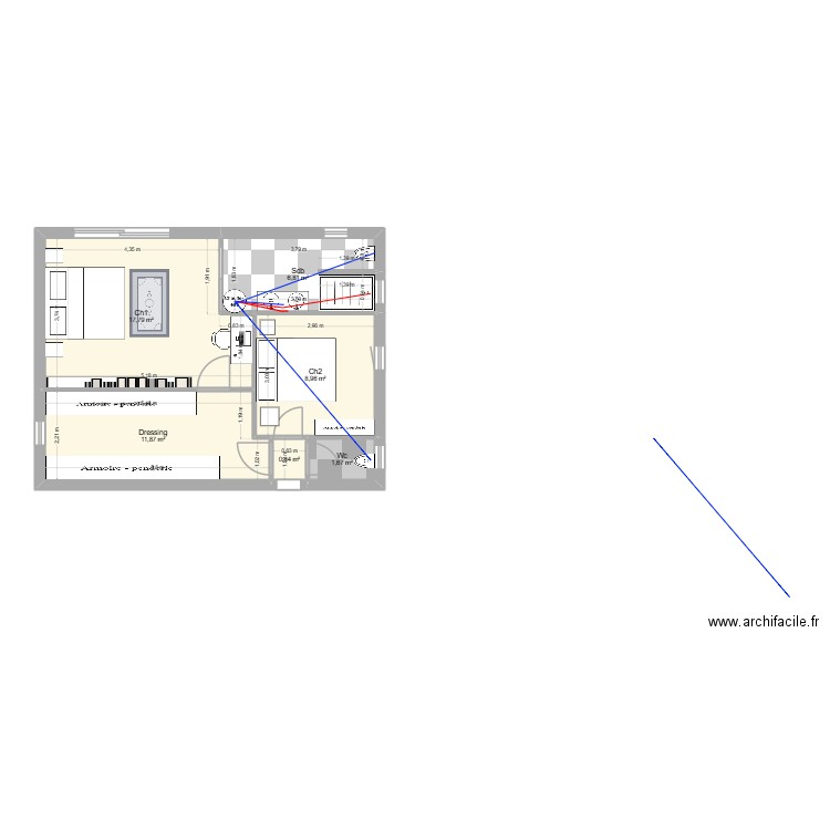 ext1. Plan de 6 pièces et 48 m2