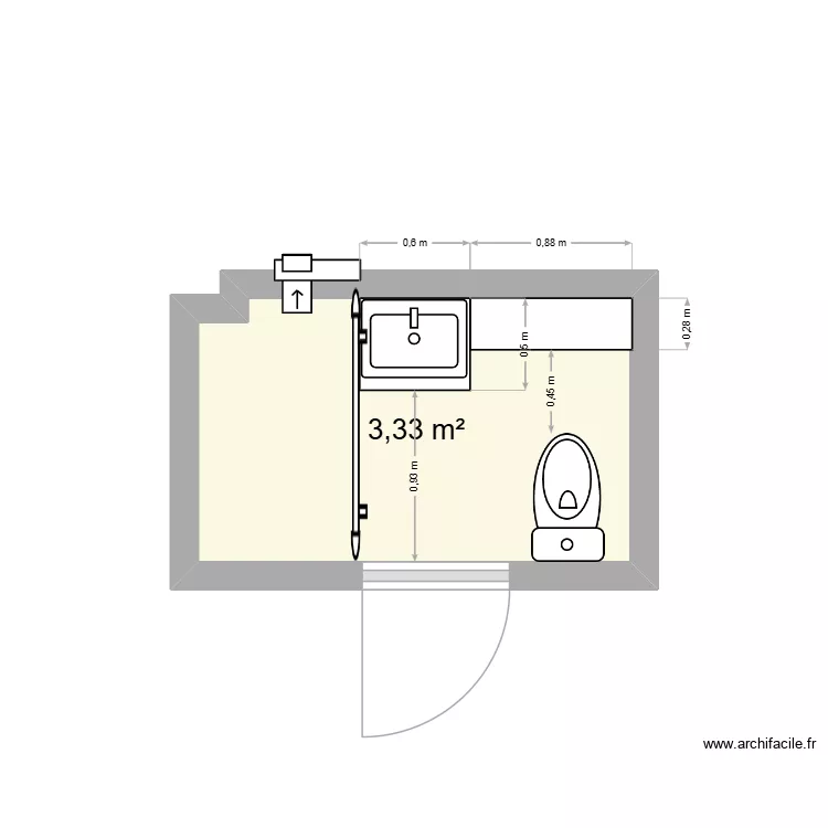3100 sdb. Plan de 1  et 3 m²