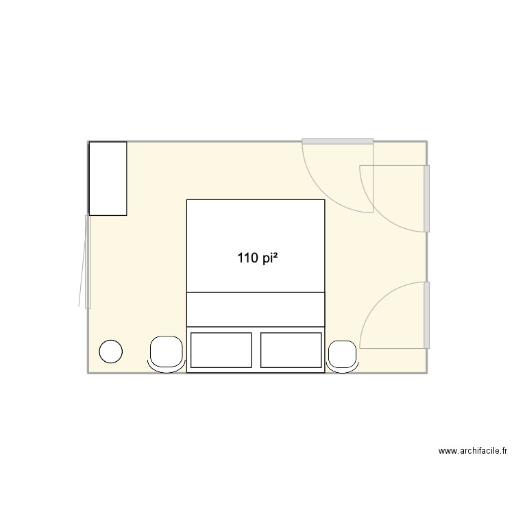 Pièce arrière. Plan de 1 pièce et 10 m2